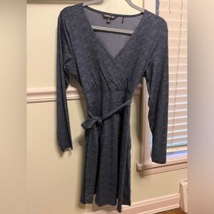 Wrap herringbone navy dress